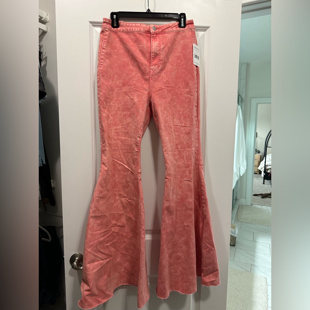 Free People Coral Pink Float On Flare Pants